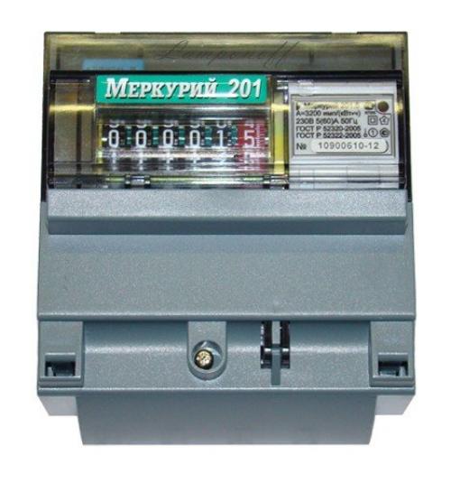 Счетчик электроэнергии однофазный. Меркурий 201.4 ( с ЖКИ циферблатом) и 201.5 ( с электромеханическим циферблатом)