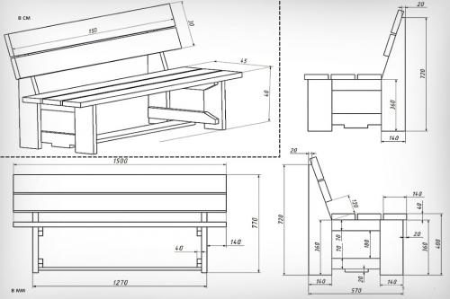 Скамейка со спинкой своими руками чертежи. Инструкция по изготовлению лавочки со спинкой (скамейки)