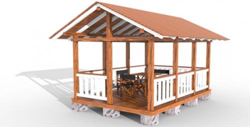 Проекты беседок из дерева с мангалом и барбекю из кирпича. Какие бывают беседки 14