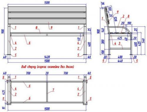 Скамейки из профиля со спинкой. Чертежи и размеры скамейки из металла своими руками