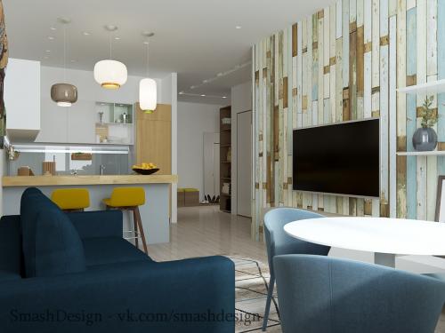 Прекрасный интерьер однокомнатной квартиры 05