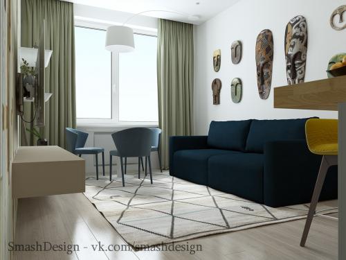 Прекрасный интерьер однокомнатной квартиры 03