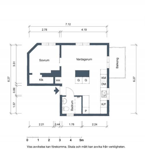 Красивый интерьер в оттенках синего (47 кв. м) 23
