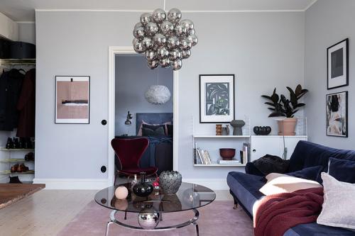 Красивый интерьер в оттенках синего (47 кв. м) 10