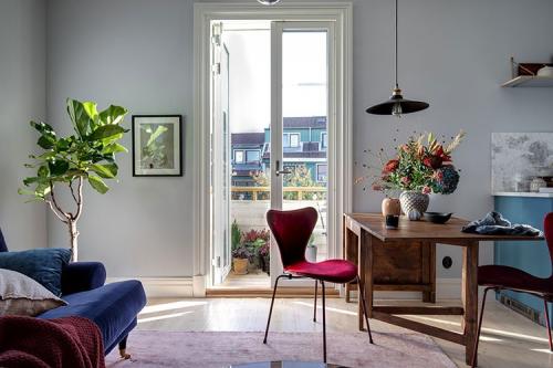 Красивый интерьер в оттенках синего (47 кв. м) 14