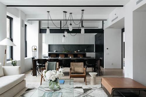 Строгий, но стильный черно-белый интерьер 01