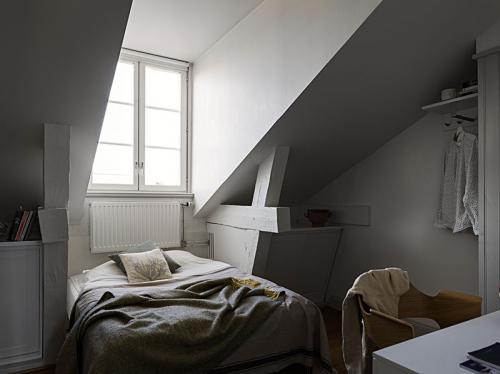 Мансардная квартира с библиотекой и печкой-камином 16