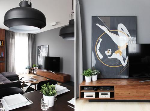 Современная открытая гостиная в Польше 07