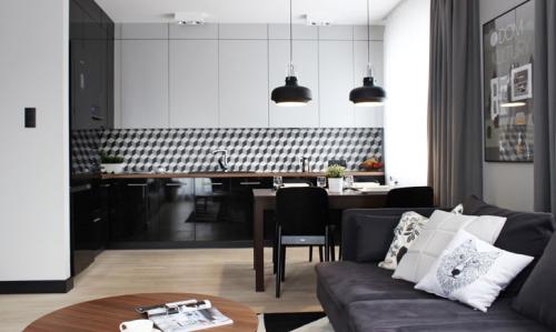 Современная открытая гостиная в Польше 02