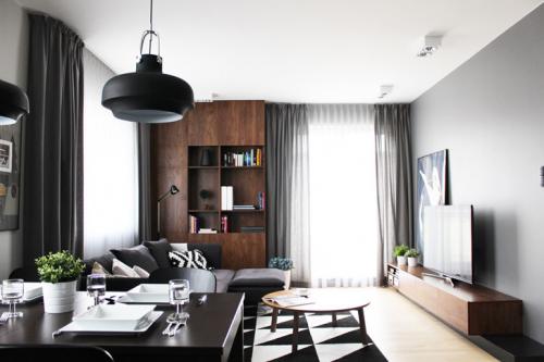 Современная открытая гостиная в Польше 01