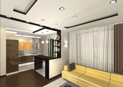 Зонирование кухни и гостиной перегородкой. Варианты зонирования