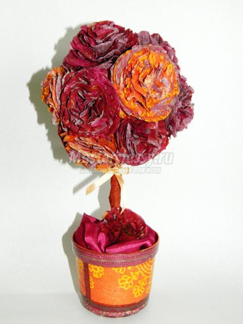 Топиарий из салфеток: мастер-класс по созданию бумажных цветов