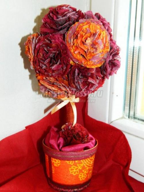 Топиарий из салфеток: мастер-класс по созданию бумажных цветов