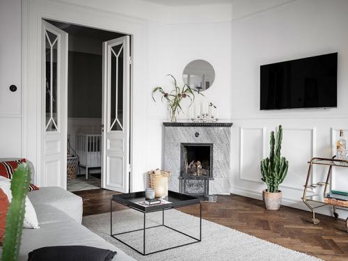 Бело-синий интерьер скандинавской квартиры (89 кв. м) 11