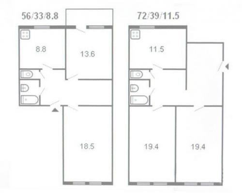 Планировки сталинок 2 комнаты