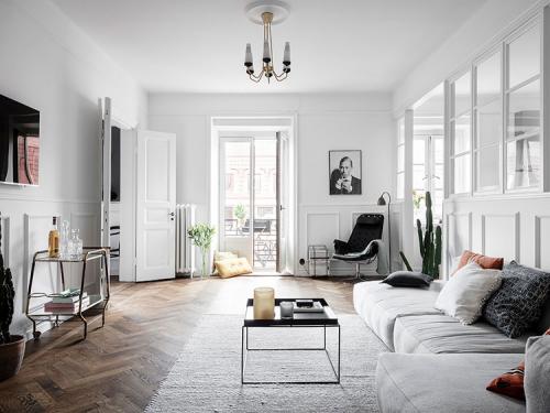 Бело-синий интерьер скандинавской квартиры (89 кв. м) 09