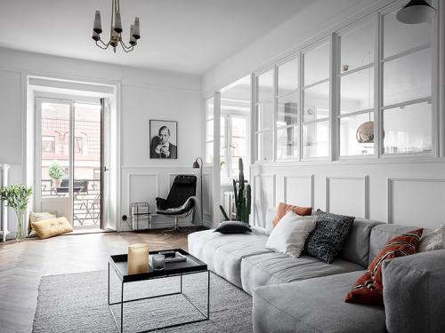 Бело-синий интерьер скандинавской квартиры (89 кв. м) 10