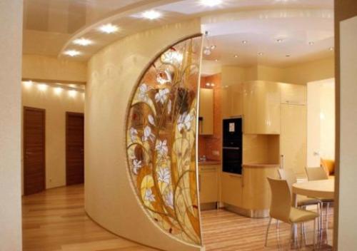 Разделение комнаты на 2 зоны гипсокартоном. Виды зонирования