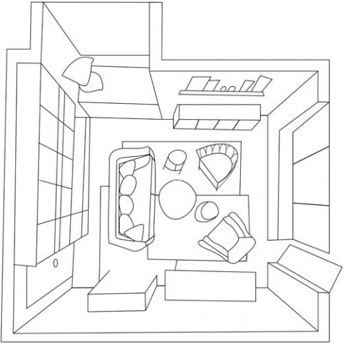 Идеи от ИКЕА: чудесная гостиная в темных тонах на 29 кв. м 07