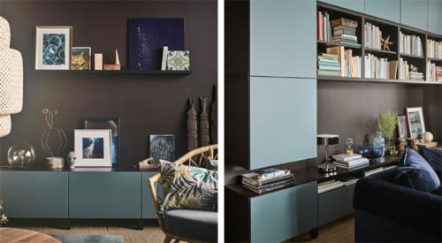 Идеи от ИКЕА: чудесная гостиная в темных тонах на 29 кв. м 04