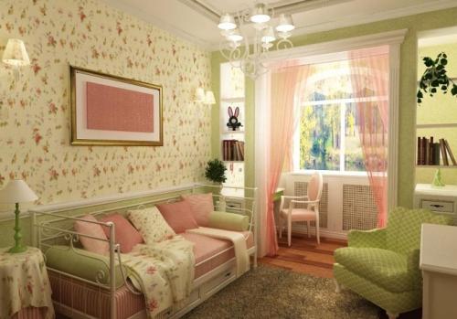 Обои в мелкий цветочек в интерьере гостиной. Особенности использования цветочного узора в отделке жилых помещений