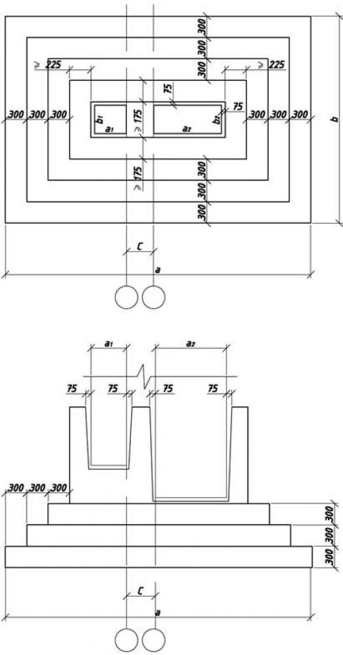 Фундамент стаканного типа под колонну 400х400. Фундаменты