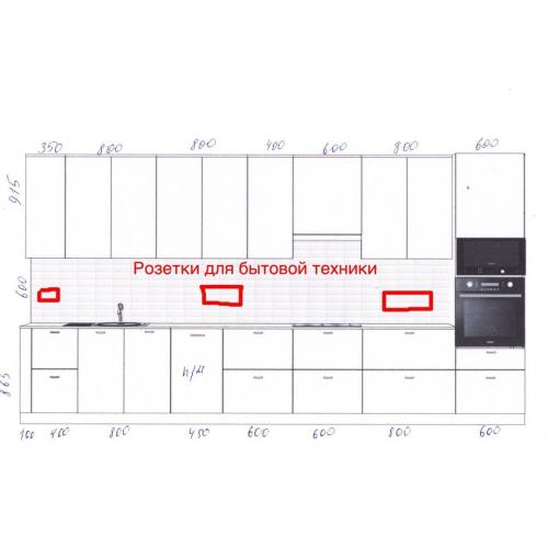 Разметка под розетки на кухне