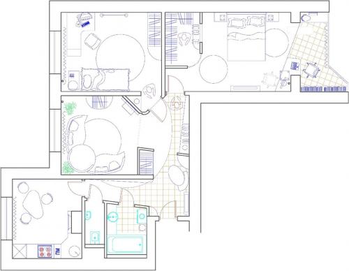П-44 двухкомнатная дизайн. Планировка трёшки в панельке П-44: 5 удачных схем (бесплатно)