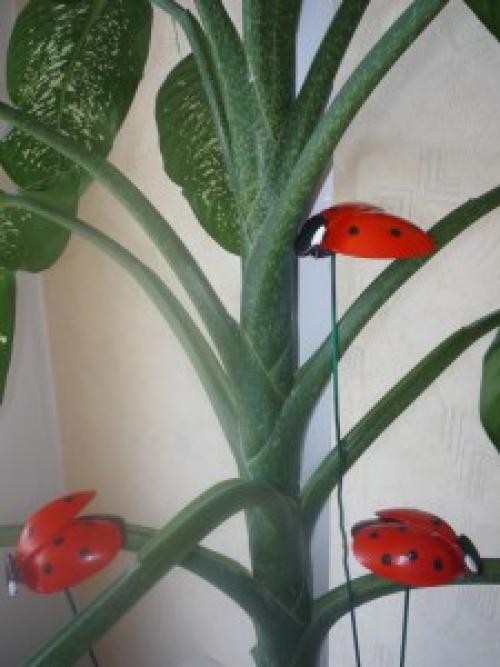 Как сделать божью коровку из пластиковых ложек.