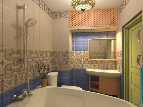 Ванная в стиле кантри. Особенности рисунка и цветовой гаммы