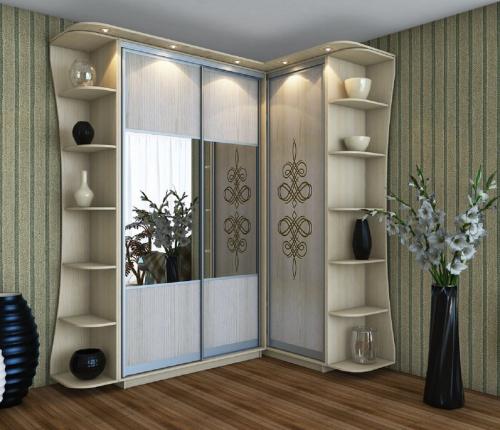 Угловые шифоньеры в зал. Преимущества и недостатки угловых шкафов-купе в гостиной