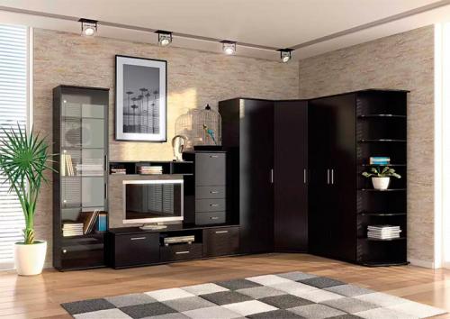 Угловой шкаф-купе в интерьере гостинной. Угловой шкаф в гостиную — современные варианты