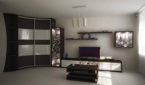 Угловые шифоньеры в зал. Преимущества и недостатки угловых шкафов-купе в гостиной