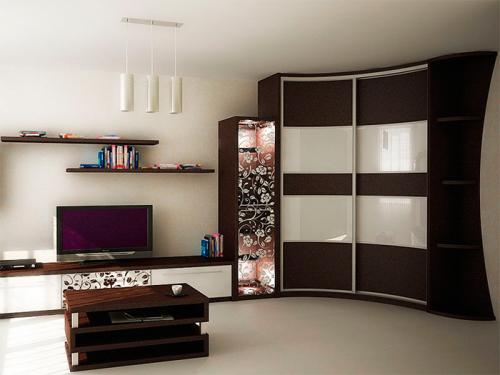 Угловой шкаф-купе в интерьере гостинной. Угловой шкаф в гостиную — современные варианты