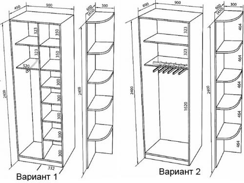 Шкаф-купе при высоких потолках. Размеры
