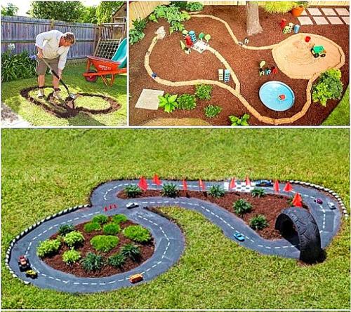 Трек для машинок своими руками. Делаем сами гоночный трек для дачной детской площадки