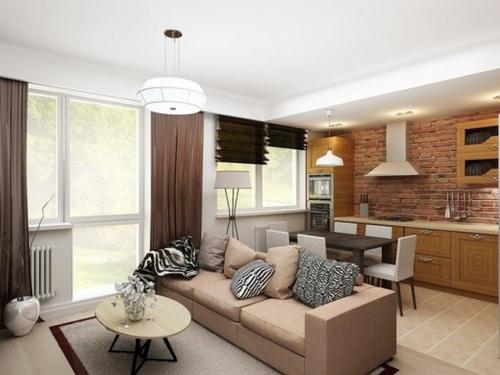 Дизайн гостинной совмещенной с кухней в частном доме бюджетный вариант. Кухня совмещённая с гостиной в частном доме: достоинства и недостатки