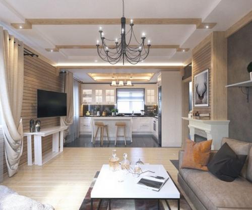 Дизайн гостинной совмещенной с кухней в частном доме бюджетный вариант. Кухня совмещённая с гостиной в частном доме: достоинства и недостатки