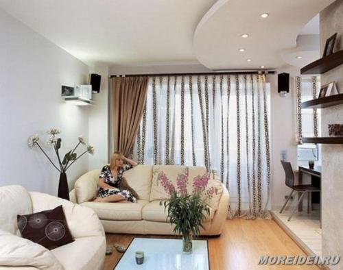 Однокомнатной квартиры дизайн кухни. Зонирование 09