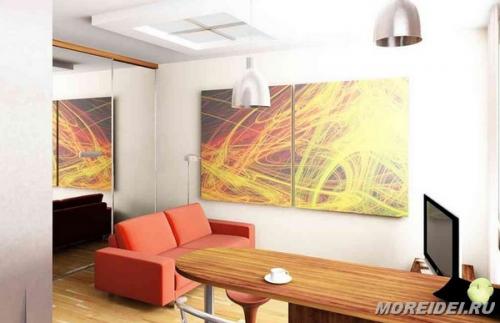 Однокомнатной квартиры дизайн кухни. Зонирование 14