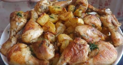 Куриные ножки с хрустящей корочкой в духовке. Куриные ножки в духовке с картошкой