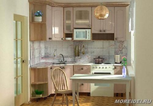 Однокомнатной квартиры дизайн кухни. Зонирование 15