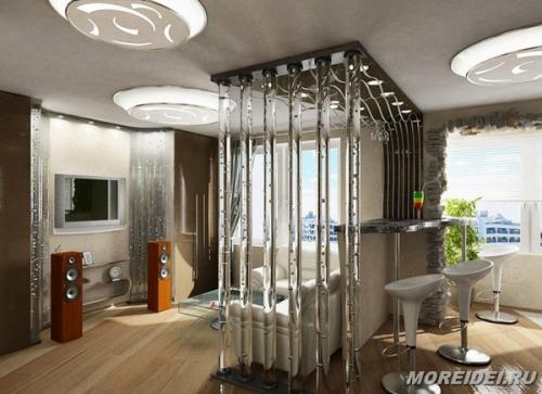 Однокомнатной квартиры дизайн кухни. Зонирование 10