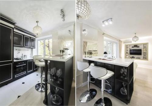 Однокомнатной квартиры дизайн кухни. Зонирование 04