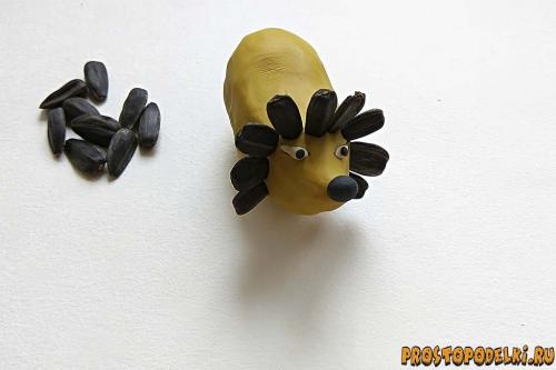 Ежик из бутылки и семечек. Ежик из пластилина и семечек