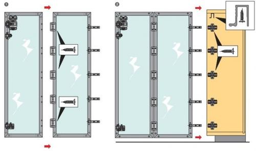 Складная дверь для шкафа кухни. Виды механизмов: Hettich, Blum, Boyard