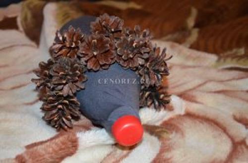 Как из пластиковой бутылки сделать ежика. Осенняя композиция 15