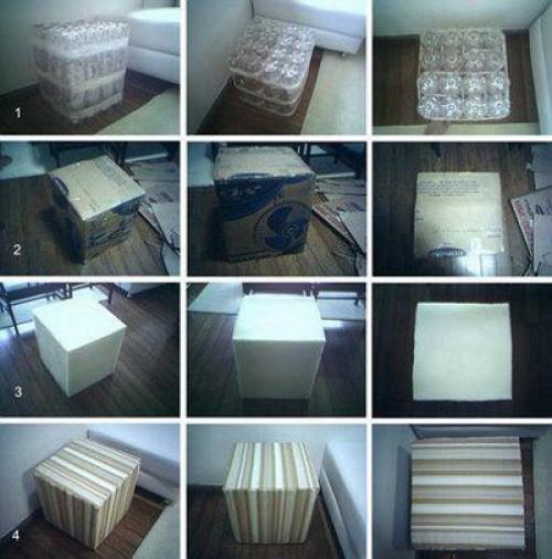 Фигуры из пластиковых бутылок для детского сада. Пуфик из пластиковых бутылок своими руками