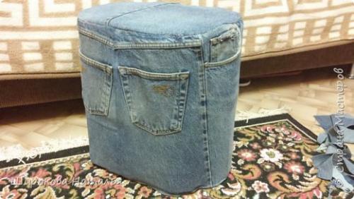 Джинсовый пуфик из пластиковых бутылок. Джинсовый пуф из бутылок
