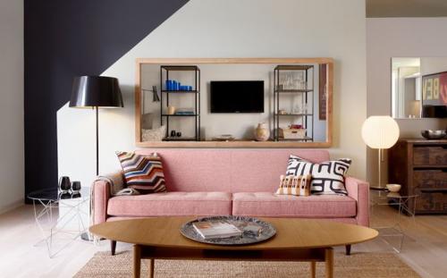 Розовый диван в интерьере. Яркий акцент: розовый диван в гостиной в закладки 8